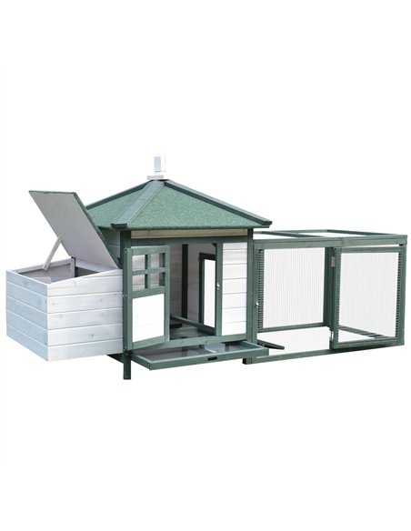 PawHut Chicken Coop, Small Animal Pet cage w/ Nesting Box, Wooden Outdoor Run, Green - pic 157666 | FastDaddyshop