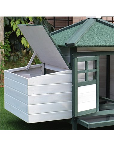 PawHut Chicken Coop, Small Animal Pet cage w/ Nesting Box, Wooden Outdoor Run, Green