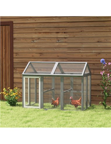 PawHut Large Chicken Run, Wooden Chicken coop, with Combinable Design - Wood Effect