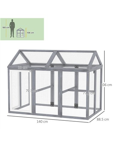 PawHut Large Chicken Run, Wooden Chicken coop, with Combinable Design - Wood Effect