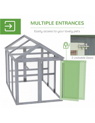 PawHut Large Chicken Run, Wooden Chicken coop, with Combinable Design - Wood Effect