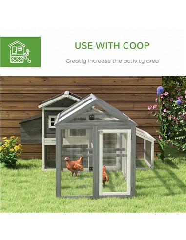 PawHut Large Chicken Run, Wooden Chicken coop, with Combinable Design - Wood Effect