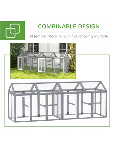 PawHut Large Chicken Run, Wooden Chicken coop, with Combinable Design - Wood Effect