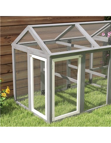 PawHut Large Chicken Run, Wooden Chicken coop, with Combinable Design - Wood Effect