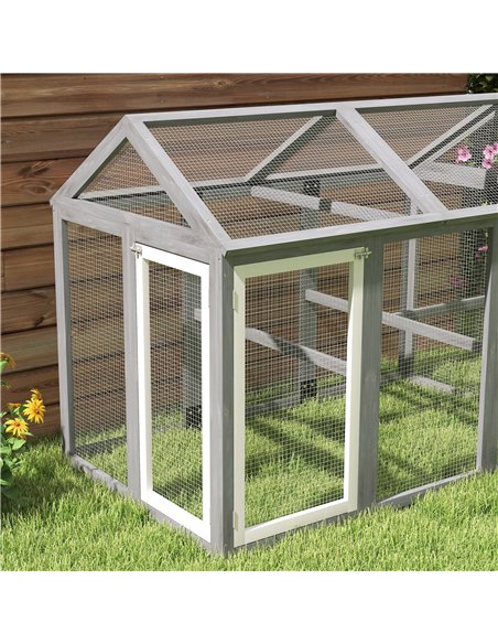 PawHut Large Chicken Run, Wooden Chicken coop, with Combinable Design - Wood Effect - pic 157675 | FastDaddyshop
