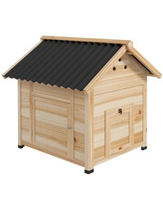 PawHut Wooden Duck House with Double Doors, Openable Roof, Ventilation Holes, Removable Base, Natural Wood Finish