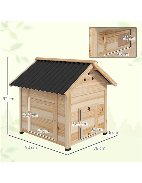 PawHut Wooden Duck House with Double Doors, Openable Roof, Ventilation Holes, Removable Base, Natural Wood Finish - pic 157679 | FastDaddyshop