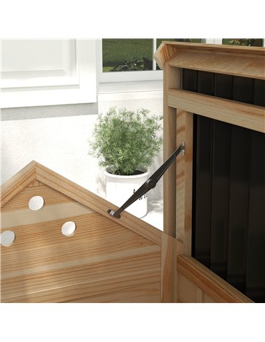 PawHut Wooden Duck House with Double Doors, Openable Roof, Ventilation Holes, Removable Base, Natural Wood Finish