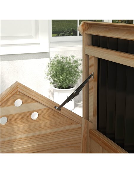 PawHut Wooden Duck House with Double Doors, Openable Roof, Ventilation Holes, Removable Base, Natural Wood Finish - pic 157684 | FastDaddyshop