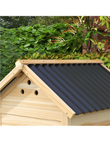 PawHut Wooden Duck House with Double Doors, Openable Roof, Ventilation Holes, Removable Base, Natural Wood Finish