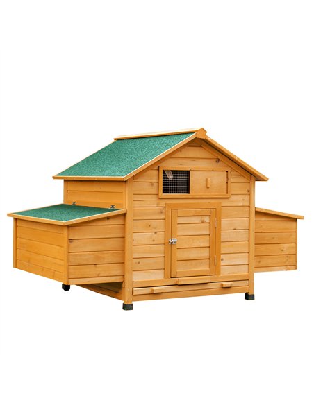 PawHut Wooden Chicken Coop with Nesting Boxes, Tray, for 2-4 Chickens, Yellow - pic 157686 | FastDaddyshop
