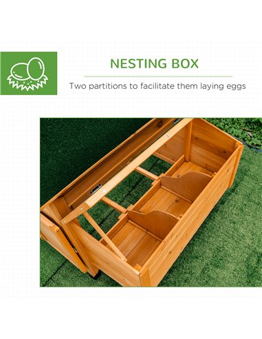 PawHut Wooden Chicken Coop with Nesting Boxes, Tray, for 2-4 Chickens, Yellow