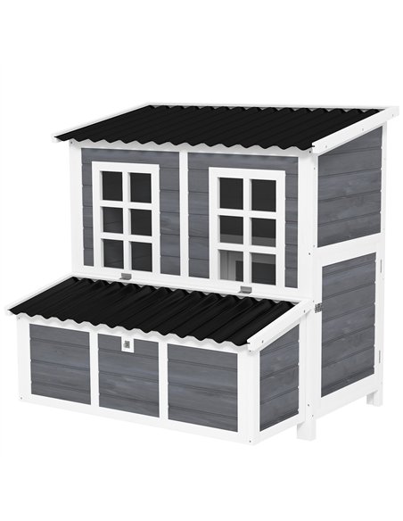 PawHut Wooden Chicken Coop with Nesting Box, Slide-Out Tray, Perches, for 4-6 Chickens, 100 x 86 x 100cm - pic 157695 | FastDaddyshop