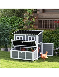 PawHut Wooden Chicken Coop with Nesting Box, Slide-Out Tray, Perches, for 4-6 Chickens, 100 x 86 x 100cm 2