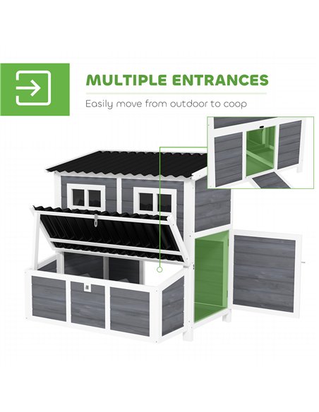 PawHut Wooden Chicken Coop with Nesting Box, Slide-Out Tray, Perches, for 4-6 Chickens, 100 x 86 x 100cm - pic 157700 | FastDaddyshop
