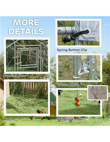 PawHut Walk in Chicken Run w/ Cover, Feeding Door, Hanging Feeder, Perch, for 12-18 Poultry - pic 157709 | FastDaddyshop