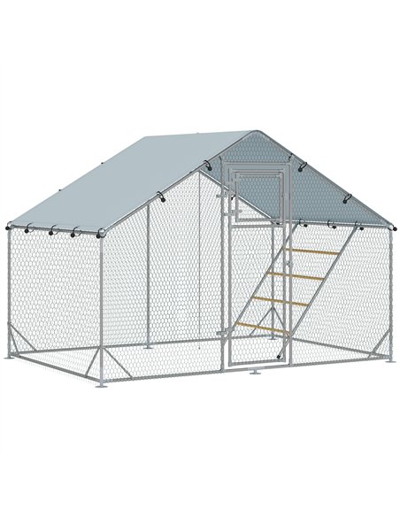 PawHut Walk in Chicken Run w/ Cover, Feeding Door, Hanging Feeder, Perch, for 6-8 Poultry - pic 157713 | FastDaddyshop