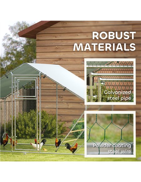PawHut Walk in Chicken Run w/ Cover, Feeding Door, Hanging Feeder, Perch, for 6-8 Poultry - pic 157718 | FastDaddyshop