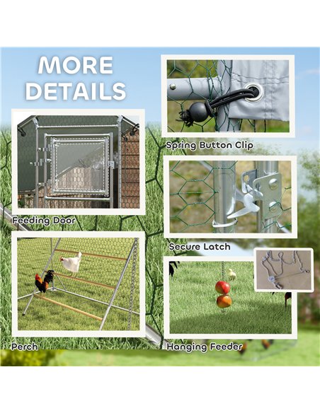 PawHut Walk in Chicken Run w/ Cover, Feeding Door, Hanging Feeder, Perch, for 6-8 Poultry - pic 157719 | FastDaddyshop