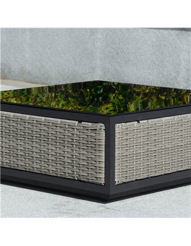 Outsunny 5-Seater Patio Rattan Garden Sofa Set w/ Padded Cushion & Coffee Table, Grey