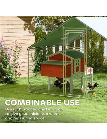 PawHut Walk in Chicken Run w/ Cover, Feeding Door, Hanging Feeder, Perch, for 6-8 Poultry - pic 157720 | FastDaddyshop