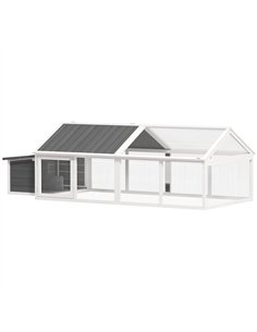 PawHut Wooden Chicken Coop with Nesting Box, Openable Roof, for 4-8 Chickens, White