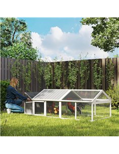 PawHut Wooden Chicken Coop with Nesting Box, Openable Roof, for 4-8 Chickens, White 2