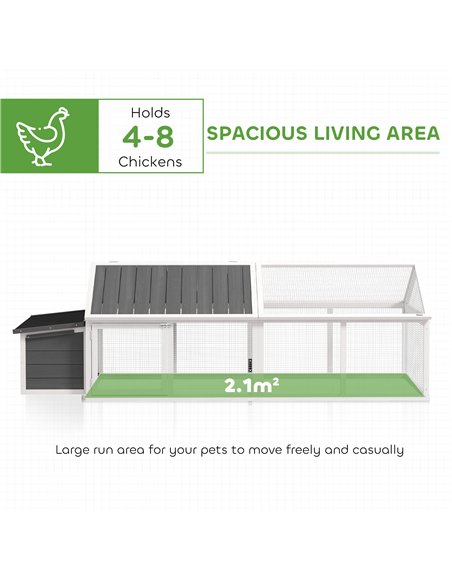 PawHut Wooden Chicken Coop with Nesting Box, Openable Roof, for 4-8 Chickens, White - pic 157725 | FastDaddyshop