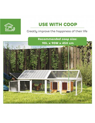 PawHut Wooden Chicken Coop with Nesting Box, Openable Roof, for 4-8 Chickens, White