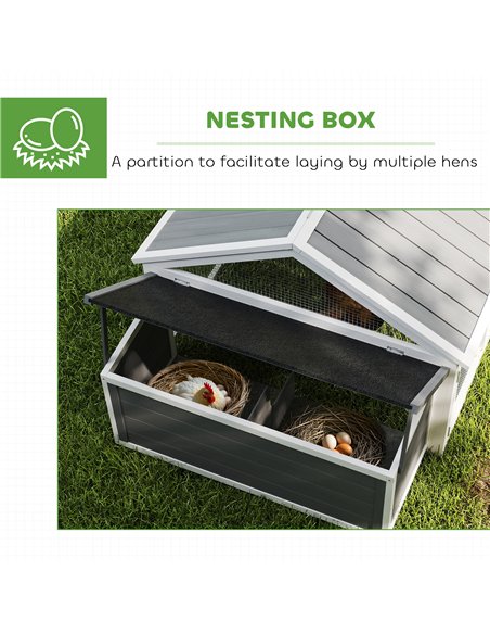 PawHut Wooden Chicken Coop with Nesting Box, Openable Roof, for 4-8 Chickens, White - pic 157728 | FastDaddyshop