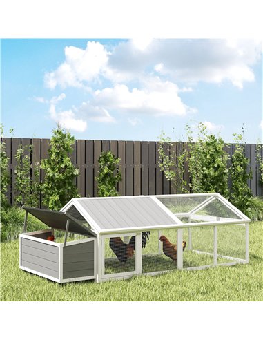 PawHut Wooden Chicken Coop with Nesting Box, Openable Roof, for 4-8 Chickens, White