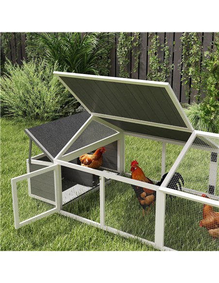 PawHut Wooden Chicken Coop with Nesting Box, Openable Roof, for 4-8 Chickens, White - pic 157730 | FastDaddyshop