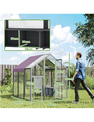 PawHut Large Walk In Chicken Run with Waterproof & Anti-UV Cover, for 6-8 Chickens, for Garden, Farm, 5.5' x 6' x 6'