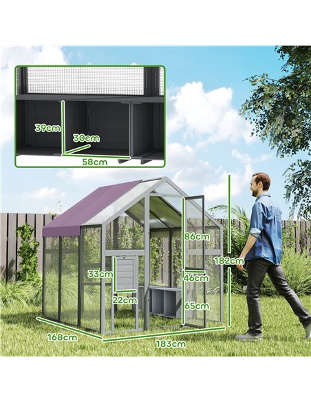 PawHut Large Walk In Chicken Run with Waterproof & Anti-UV Cover, for 6-8 Chickens, for Garden, Farm, 5.5' x 6' x 6' - pic 157742 | FastDaddyshop