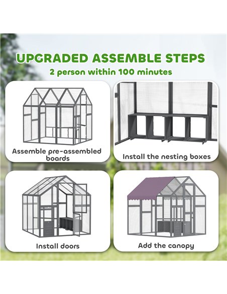 PawHut Large Walk In Chicken Run with Waterproof & Anti-UV Cover, for 6-8 Chickens, for Garden, Farm, 5.5' x 6' x 6' - pic 157743 | FastDaddyshop