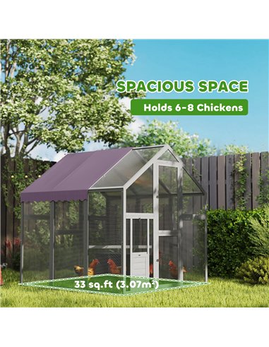 PawHut Large Walk In Chicken Run with Waterproof & Anti-UV Cover, for 6-8 Chickens, for Garden, Farm, 5.5' x 6' x 6'