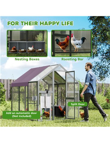 PawHut Large Walk In Chicken Run with Waterproof & Anti-UV Cover, for 6-8 Chickens, for Garden, Farm, 5.5' x 6' x 6'
