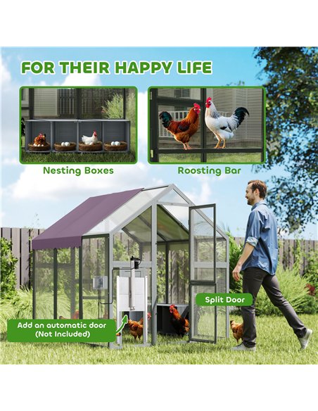 PawHut Large Walk In Chicken Run with Waterproof & Anti-UV Cover, for 6-8 Chickens, for Garden, Farm, 5.5' x 6' x 6' - pic 157747 | FastDaddyshop