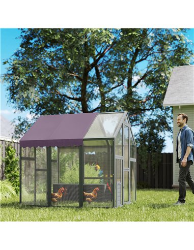 PawHut Large Walk In Chicken Run with Waterproof & Anti-UV Cover, for 6-8 Chickens, for Garden, Farm, 5.5' x 6' x 6'