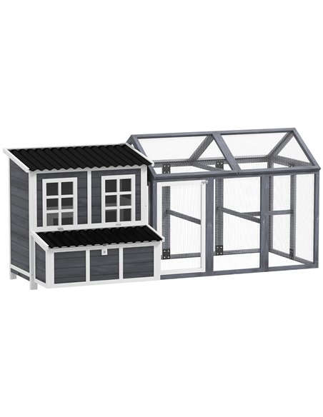 PawHut 2-Piece Wooden Chicken Coop and Run Set, Poultry Run Cage with Nesting Box, Slide-Out Tray, Roof, Perch - pic 157749 | FastDaddyshop