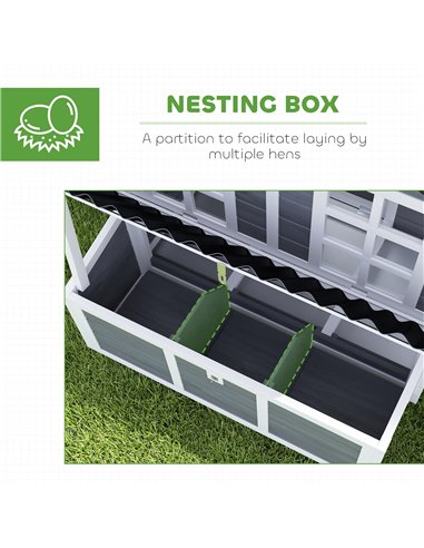 PawHut 2-Piece Wooden Chicken Coop and Run Set, Poultry Run Cage with Nesting Box, Slide-Out Tray, Roof, Perch