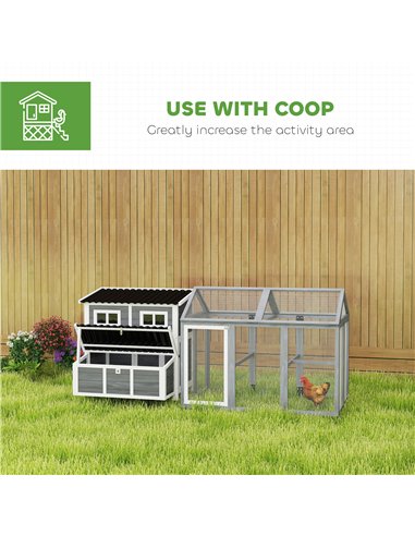 PawHut 2-Piece Wooden Chicken Coop and Run Set, Poultry Run Cage with Nesting Box, Slide-Out Tray, Roof, Perch