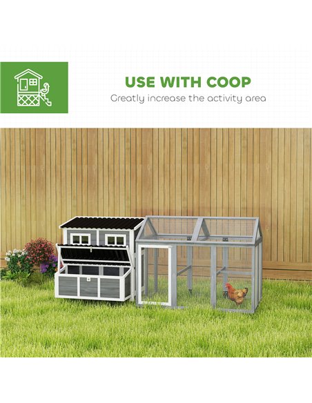 PawHut 2-Piece Wooden Chicken Coop and Run Set, Poultry Run Cage with Nesting Box, Slide-Out Tray, Roof, Perch - pic 157754 | FastDaddyshop