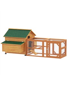 PawHut 2 Piece Wooden Chicken Coop and Run Set, Poultry Run Cage with Nesting Box, Slide-Out Tray, for 4-8 Chickens, Yellow