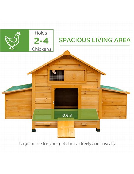 PawHut 2 Piece Wooden Chicken Coop and Run Set, Poultry Run Cage with Nesting Box, Slide-Out Tray, for 4-8 Chickens, Yellow - pic 157770 | FastDaddyshop