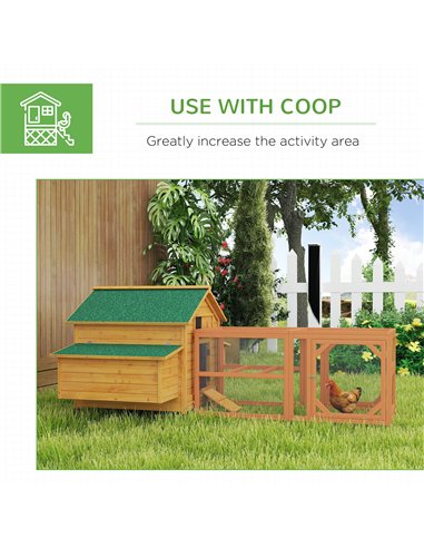 PawHut 2 Piece Wooden Chicken Coop and Run Set, Poultry Run Cage with Nesting Box, Slide-Out Tray, for 4-8 Chickens, Yellow