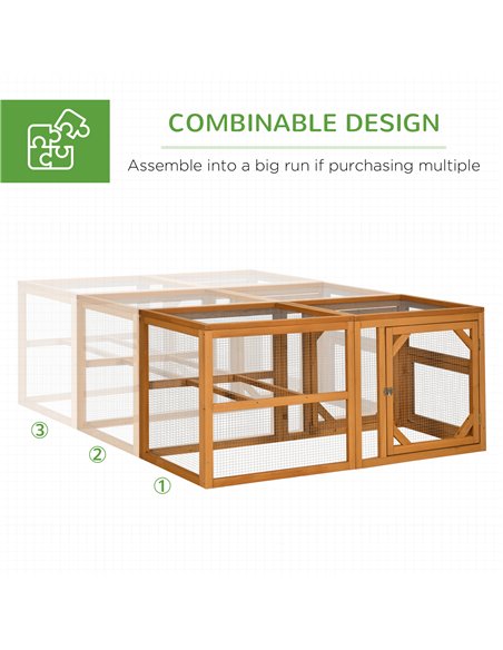 PawHut 2 Piece Wooden Chicken Coop and Run Set, Poultry Run Cage with Nesting Box, Slide-Out Tray, for 4-8 Chickens, Yellow - pic 157774 | FastDaddyshop
