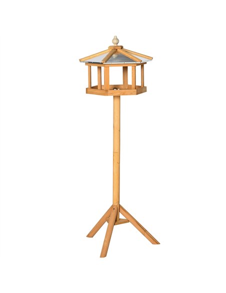 PawHut Wooden Bird Table Free Standing Feeder Garden Sheltered Feeding Station Parrot Stand Birdhouse Φ40x113cm - pic 157776 | FastDaddyshop