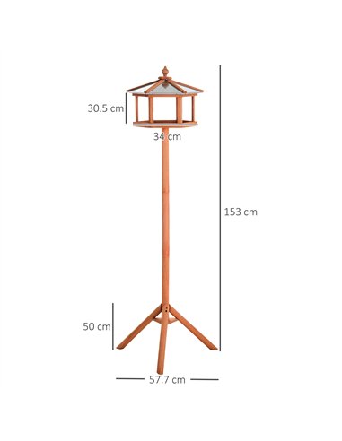 PawHut Wooden Bird Table for the garden Feeding Station, 153Hcm
