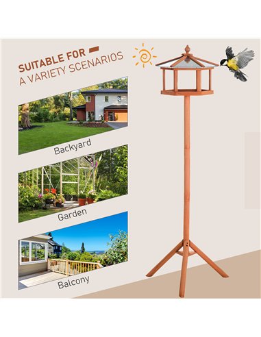 PawHut Wooden Bird Table for the garden Feeding Station, 153Hcm
